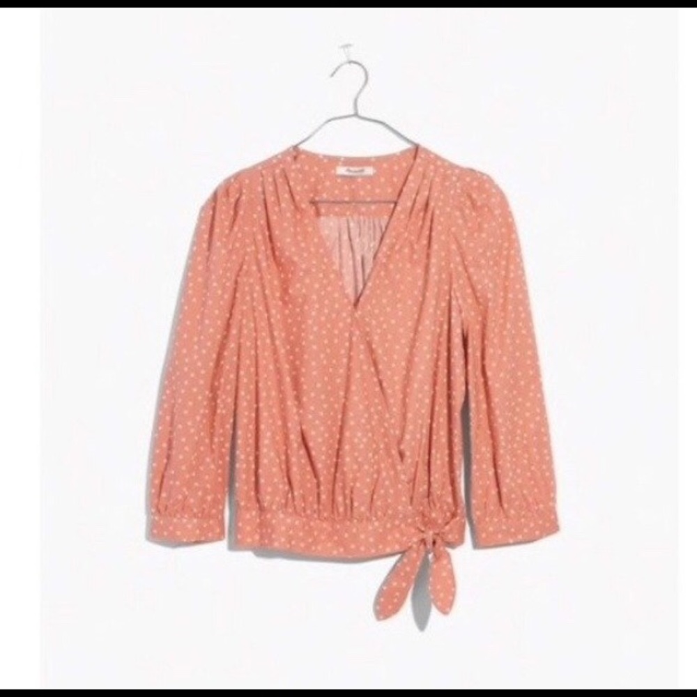 Madewell Coral Star Wrap Shirt